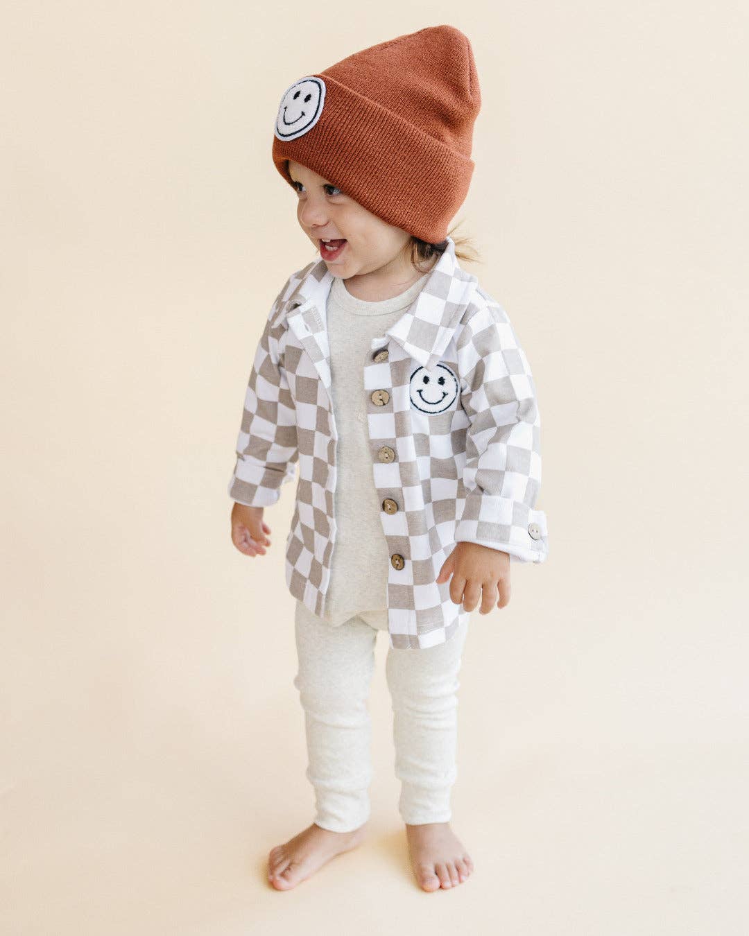 Smiley Baby Kids Beanie | Rust