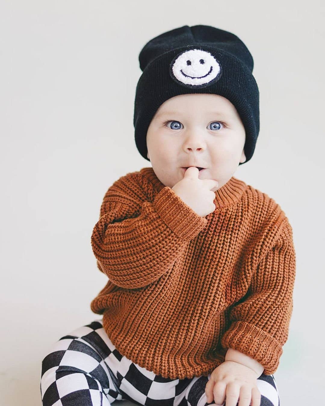 Smiley Baby Kids Beanie | Black