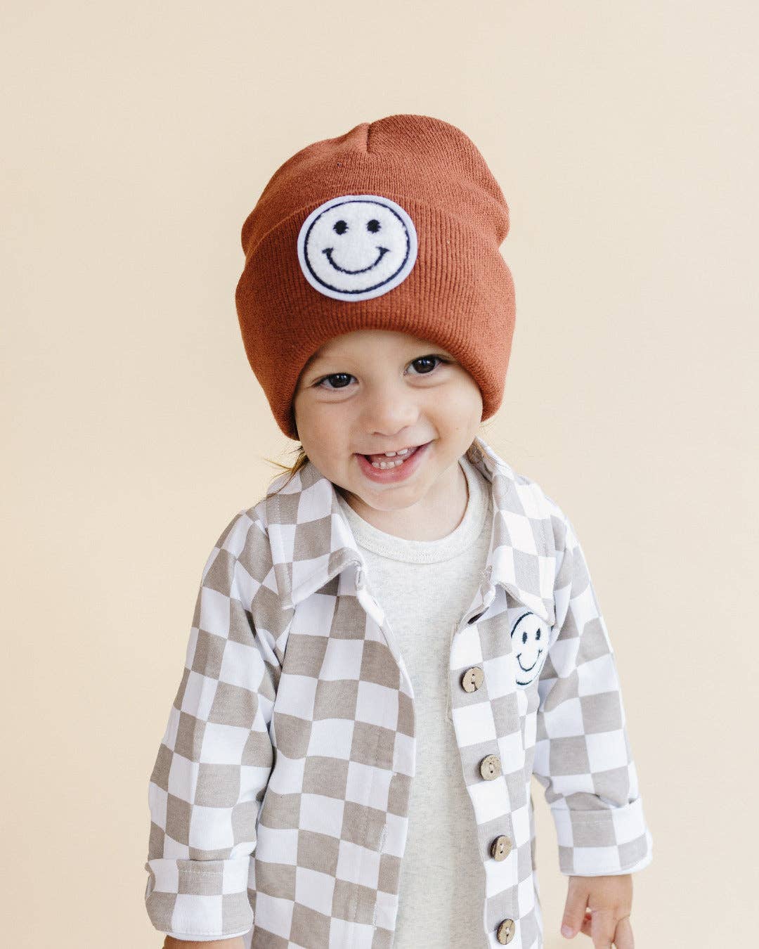 Smiley Baby Kids Beanie | Rust