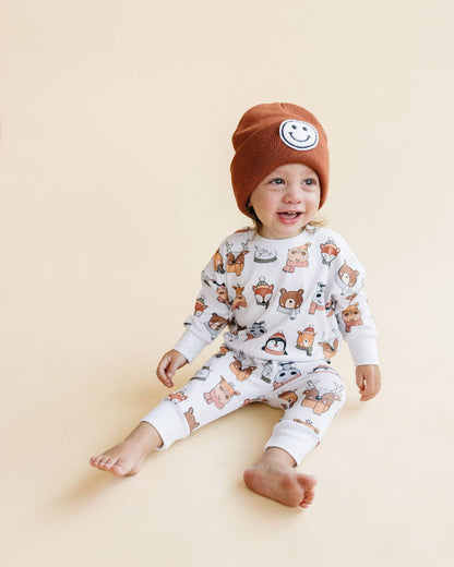 Smiley Baby Kids Beanie | Rust